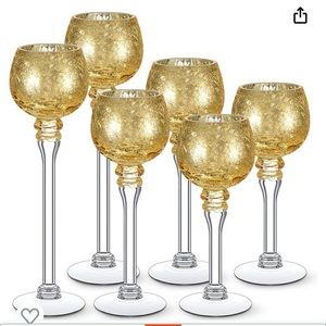 6 Pack Crackled Glass Candle Holders Tealight Candle Holders